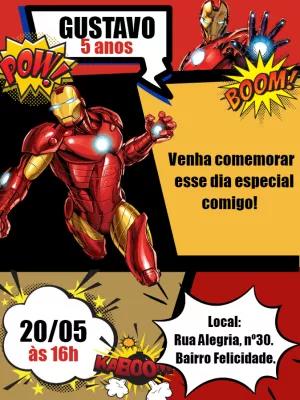 Convite de Aniversário Homem de Ferro para Editar Online