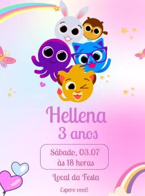 Convite de Aniversário Bolofofos para Editar Online