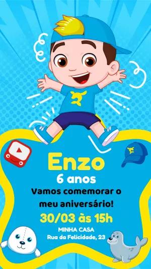Convite de Aniversário Youtuber Aventureiro para Editar