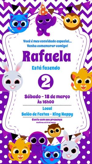 Convite Aniversário Bolofofos com Personagens para Editar Online