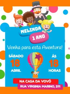 Convite Aniversário Mundo Bita com Personagens para Editar Online