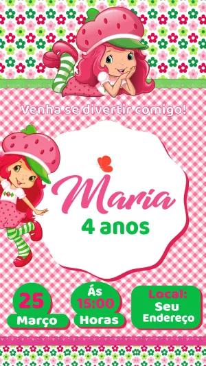 Convite de Aniversário Moranguinho para Editar Online