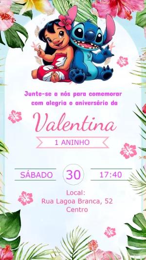 Convite de Aniversário Lilo e Stitch Editável Online