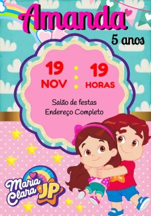 Convite de Aniversário Maria Clara e JP para Editar Online