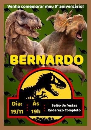 Convite de Aniversário Jurassic Park Editável Online