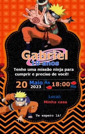 Convite de Aniversário Naruto para Editar e Imprimir Online