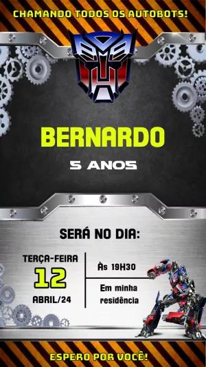 Convite de Aniversário Transformers Editável Online