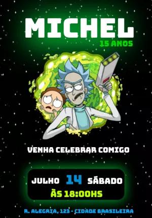 Convite Aniversário Rick and Morty para Editar Online