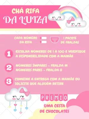 Convite Chá Rifa Chuva de Amor para Editar Online