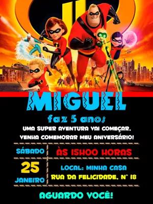 Convite de Aniversário Os Incríveis para Editar Online