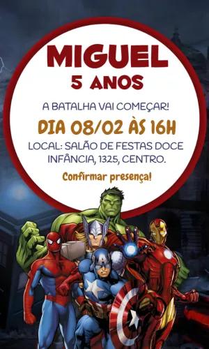 Convite Aniversário Os Vingadores para Editar Online