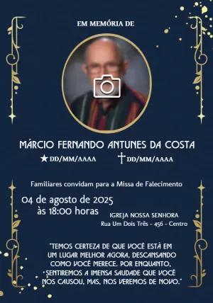 Convite de Missa de Falecimento com Foto para Editar Online