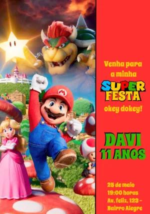 Convite de Aniversário Super Mario Bros para Editar Online