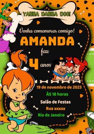 Convite Aniversário Pedrita Os Flintstones para Editar Online