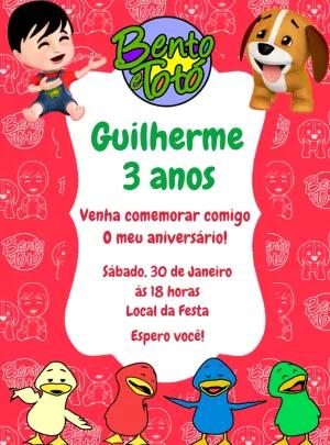 Convite Aniversário Bento e Totó para Editar Online