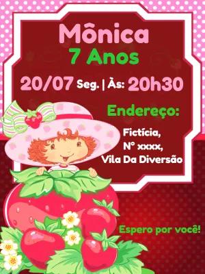 Convite de Aniversário Moranguinho para Editar Online