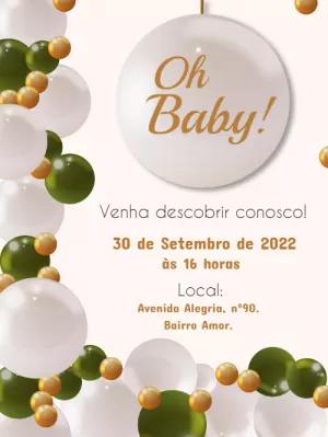 Convite Chá Revelação Balões Elegantes para Editar Online