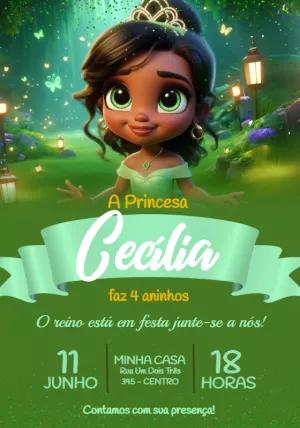 Convite Aniversário da Princesa Tiana para Editar Online