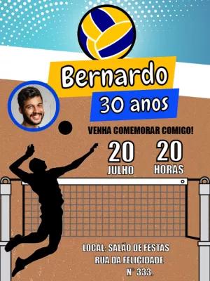 Convite de Aniversário Vôlei com Foto para Editar Online