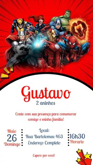 Convite de Aniversário Vingadores para Editar Online