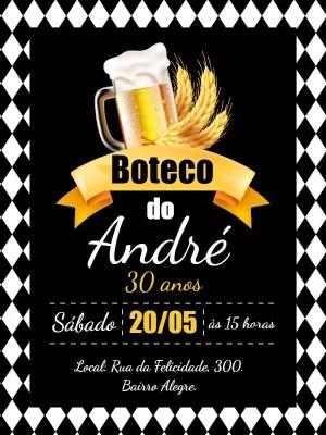 Convite de Aniversário Tema Boteco com Cerveja para Editar