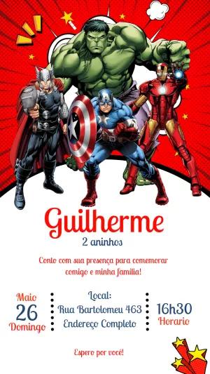 Convite de Aniversário Vingadores para Editar Online Facilmente