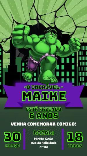 Convite de Aniversário do Hulk para Editar Online e Imprimir