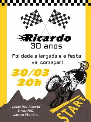 Convite de Aniversário Motocross Radical para Editar Online