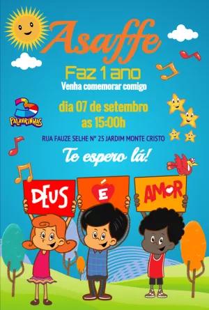 Convite Aniversário 3 Palavrinhas com Personagens para Editar
