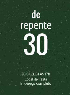 Convite de Repente 30 Moderno e Minimalista para Editar
