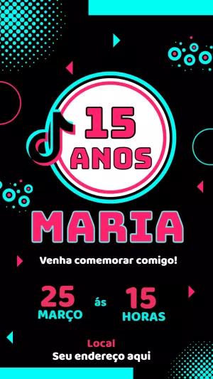 Convite de 15 Anos Tema Rede Social para Editar Online
