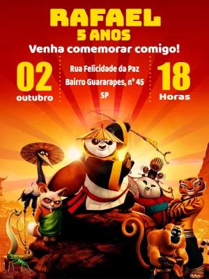 Convite de Aniversário Kung Fu Panda com Po para Editar Online