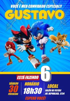 Convite de Aniversário Sonic 3 com Shadow para Editar Online
