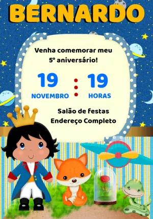 Convite Aniversário Pequeno Príncipe para Editar Online