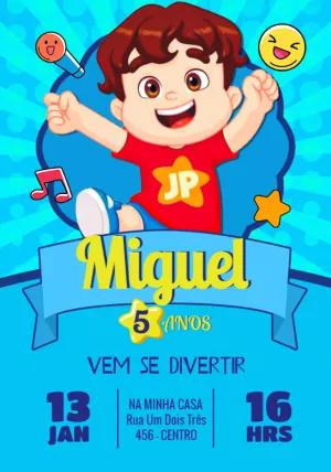 Convite de Aniversário do JP para Editar e Imprimir