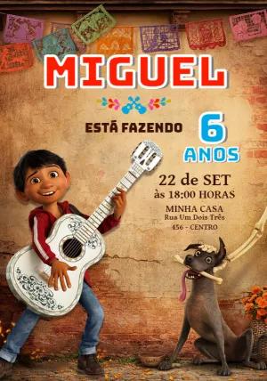 Convite de Aniversário Coco com Miguel para Editar Online