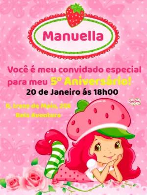 Convite de Aniversário Moranguinho para Editar Online