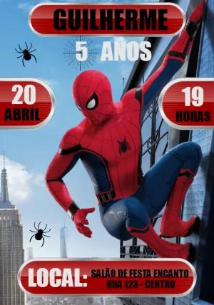 Convite de Aniversário Homem Aranha para Editar e Imprimir