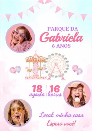 Convite Aniversário Parque Aquarela com Foto para Editar