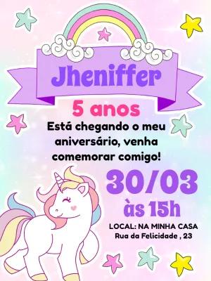 Convite de Aniversário Unicórnio Mágico para Editar Online