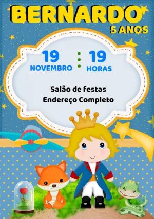 Convite de Aniversário Pequeno Príncipe para Editar Online