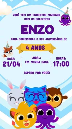Convite de Aniversário Bolofofos para Editar Online