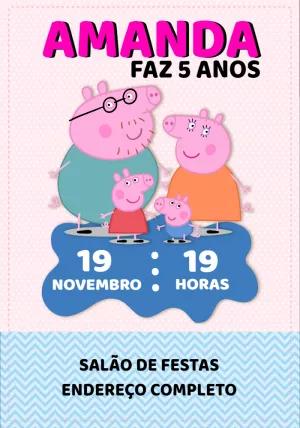 Convite de Aniversário Peppa Pig para Editar Online
