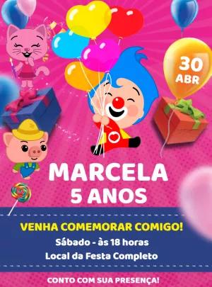 Convite Aniversário Plim Plim e Amigos para Editar Online