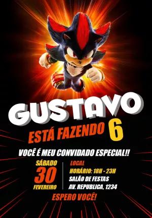 Convite de Aniversário Sonic Shadow para Editar Online
