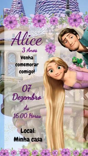 Convite de Aniversário Enrolados com Rapunzel para Editar