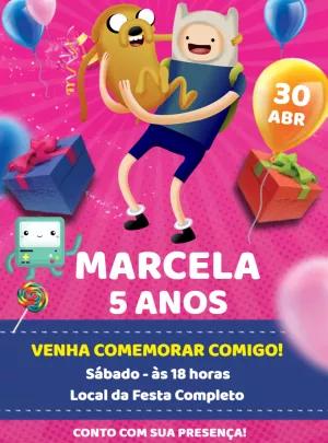 Convite Aniversário Hora de Aventura com Finn e Jake para Editar