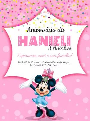 Convite de Aniversário Minnie Mouse Rosa para Editar Online