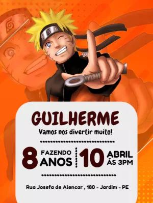 Convite de Aniversário Naruto para Editar Online