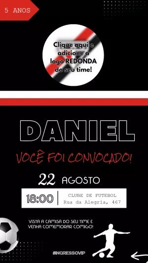 Convite Aniversário Futebol com Logo do Time para Editar